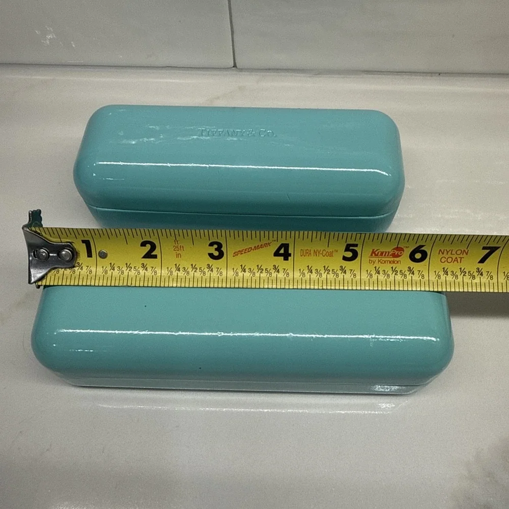 (2) Tiffany & Co Blue Hard Sunglasses Eyeglasses Case W/ Microfiber Pouch/Cloth